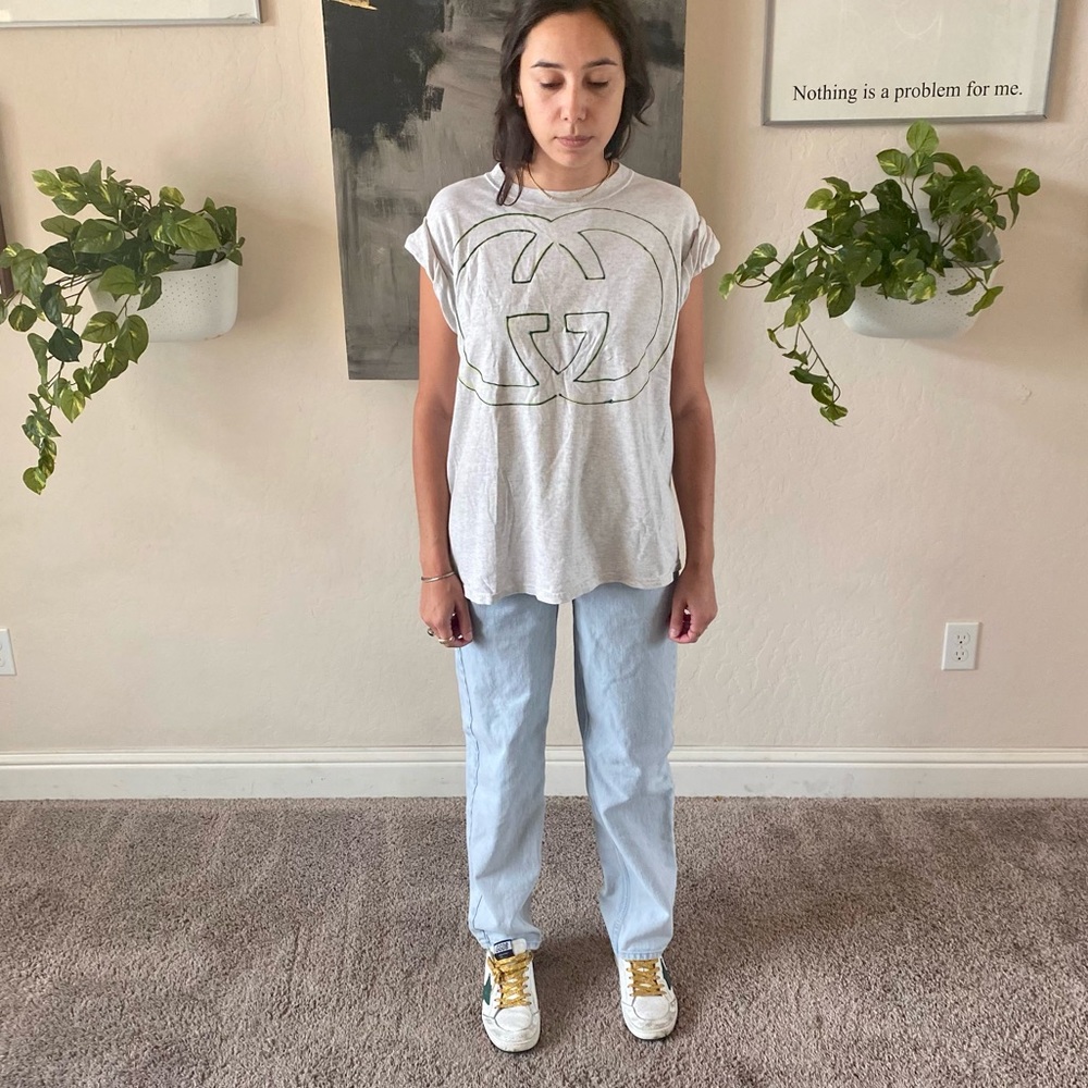 “Gucci” custom design on vintage grey tshirt